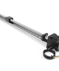600mm Travel Linear Stage Actuator with SFU1605 ballscrew and square rails, NEMA23 stepper motor included for CNC router projects.