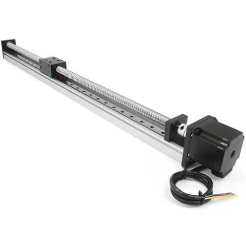 600mm Travel Linear Stage Actuator with SFU1605 ballscrew and square rails, NEMA23 stepper motor included for CNC router projects.