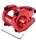 35mm Short Riser Handlebar Stem Lightweight Aluminum Alloy With 31.8mm Clamp And 28.6mm Fork Fit For MTB Mountain Bike Road Bike And BMX In Red Finish For A Solid Responsive Ride, includes Allen wrench