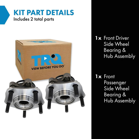Two Piece Front Wheel Bearing And Hub Assembly Set For Driver And Passenger Sides Bolt On Easy Install Direct Fit