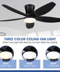 42 Inch Low Profile Ceiling Fan With Bright Dimmable Led Light Zero Hassle Remote Control Matte Black Flush Mount Dc Motor showing three color options.