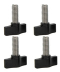 Rugged Workhorse Heavy Duty Thumb Screws With Durable Black Aluminum Knobs Crafted For Hassle Free Tool Free Assembly Quick Fixes And Serious Garage Hacks Four Pack, 5/16-18 size, black knobs.