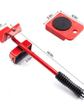 Heavy Duty Furniture Dolly Set With Wheels And Moving Straps For Easy Appliance Transport. Red dolly with wheels and handle for moving.