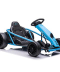Blue Dual 300W Go Kart For Kids With 24V System, Eight Point One MPH Top Speed, 9Ah Battery, Drift Ready Ride On Toy