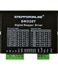 StepperOnline DM320T digital stepper driver, front view, black enclosure with green terminal blocks