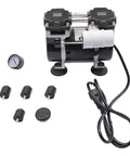 Heavy Duty Oilless Vacuum Pump That Runs Like A Dream With 50 Liters Per Minute Output And 150 Watt Pure Copper Motor showcasing pressure gauge and accessories.