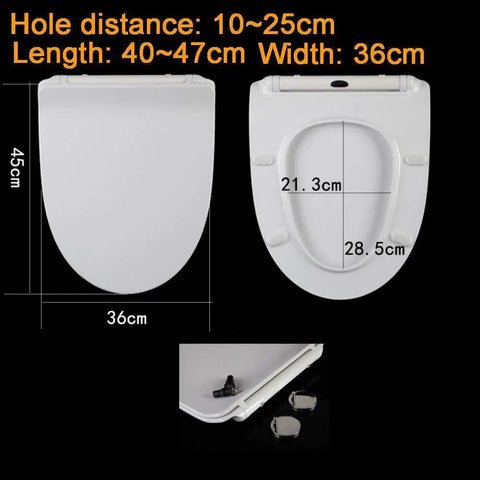 Soft Close D Shape Toilet Seat With Quick Release Top Mount Design Built From Tough Duroplast, dimensions shown