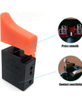 AC220V Switch Replacement for 9237 9227 180mm Polisher Sander, featuring an orange lever and black base, plug and play design