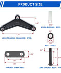 Trailer Axle Equalizer Shackle Kit For Double Eye Springs 3500 To 5200 Lbs Axles with parts sizes and measurements