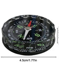 Compact Water Resistant Hiking Compass With Lensatic Bearing Guide measuring 4.5cm by 1.13cm for navigation.