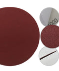 Top Notch 5 Inch Hook And Loop Sanding Discs With Red Grit For Electric Polishers Hand Sanders Woodworking Furniture Dry Sanding Heavy Duty Silicon Carbide Performance close-up of red grit sanding disc.