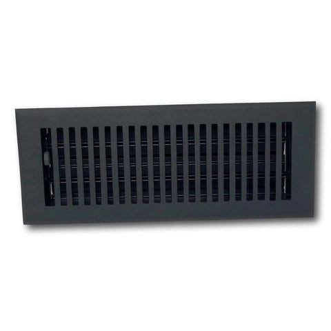 4 X 10 Cast Aluminum Contemporary Vent Cover In Black For Floor And Wall Registers With Adjustable Dampers And Durable Finish