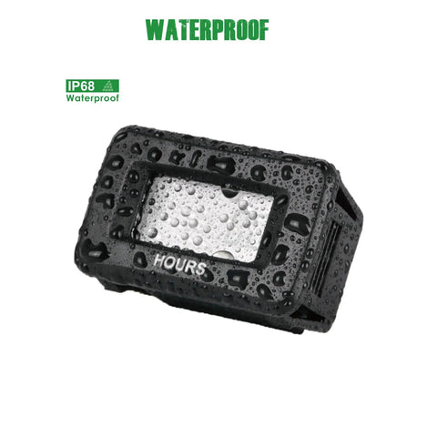 Digital AC DC Hour Meter 5V to 277V Waterproof Time Counter for Equipment and Machines Tracks Run Time to 9999.9 Hours Ideal for Maintenance Scheduling Preventive Care and Smart Downtime Tracking for Real World Gear, IP68 waterproof black case