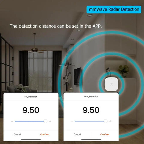 Dope Zigbee MmWave 5.8 GHz Presence Sensor with Motion Detection Radar Tech installed in a smart home setting