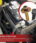 Image showing Heavy Duty Battery Hold Down Clamp Kit for Ford Mercury Lincoln Cars with stainless steel bolts on car battery.