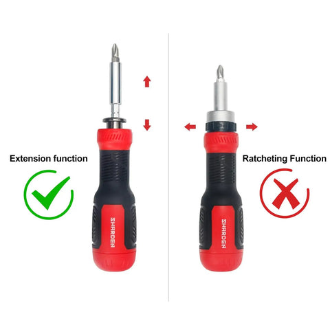 Multi Screwdriver 13 In 1 Set With 1/4 Nut Driver And 12 Bits Including Torx Security, Flat Head, Phillips, Hex, Square For Quick DIY Fixes shown with extension function
