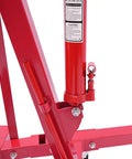 Built Like A Tank 2 Ton Folding Hydraulic Shop Crane Engine Hoist hydraulic pump and ram details for heavy lifting.