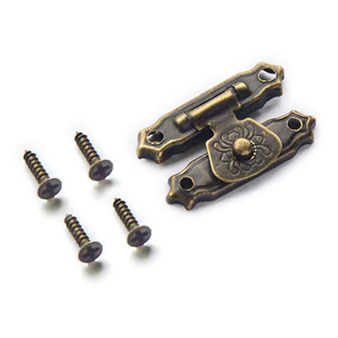 Heavy Duty Metal Jewelry Box Latch Clasp With Retro Floral Duckbilled Toggle Hasps Perfect For Wooden Cabinet Furniture Repair Restoration And Upgrades That Stick Tight And Look Super Cool, antique brass with screws