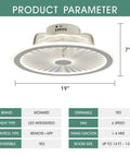 Flush Mount Ceiling Fan With Remote And Dimmable LED Light 19In 6 Speeds, white, dimensions 19x7 inches, product specifications