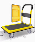 Heavy Duty Rolling Flatbed Cart With Folding Platform Trolley Built Tough For Hauling Heavy Gear Easy Loading And Transport Rust Resistant Steel Wide Load Capacity Ideal For Warehouse Workshop Or Moving Equipment In Red, 77x50x80 cm