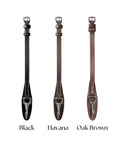 Leather Horse Bridle Cheek Pieces With Quick Change Snap Half Inch 13mm English cheek pieces in black, havana, oak brown.