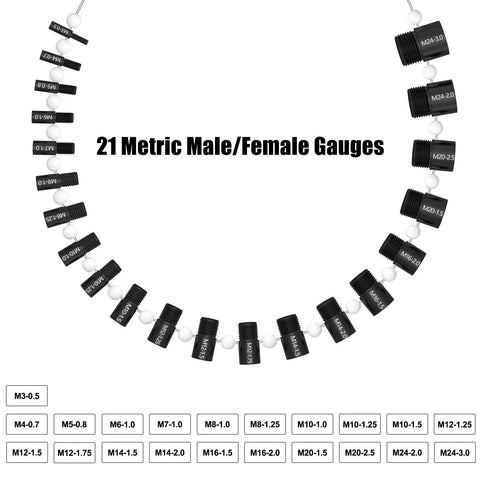 Pro Grade Upgraded Nut And Bolt Thread Checker With Detachable Wire Loop Inch And Metric Size Gauges 44 Male And Female Identifier