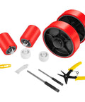 Heavy Duty Pallet Jack Wheel Replacement Kit with Dual 7x2 Steering Wheels and 3x3.75 Front Load Rollers, 20mm Bearings