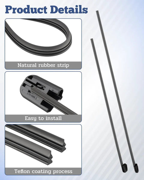 Volvo XC60 Front Windshield Wiper Blade Refills Kit Two Pack 2018 to 2025 natural rubber strip and easy installation