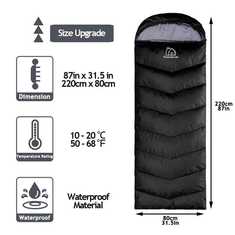 XL Widened Upgraded 4 Season Camping Sleeping Bag For Adults And Kids Built Tough Waterproof Lightweight 0F Warmth All Weather Comfort
