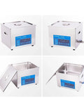 Heavy Duty 15L Ultrasonic Cleaner Machine For Auto Parts Hardware Degreasing Ultrasound Washer With Turbo Sweep Modes and Degas Function, stainless steel tank.