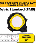 Auto Lock Pro Carpenter Tape Measure With Push Button Release For Quick Tape Eject 16 Foot Tape Standard And Metric Compact Casing