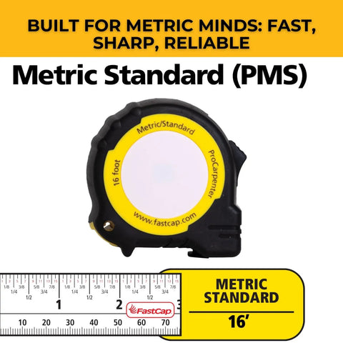Auto Lock Pro Carpenter Tape Measure With Push Button Release For Quick Tape Eject 16 Foot Tape Standard And Metric Compact Casing