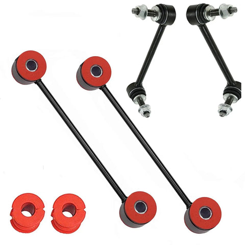 Complete Front Rear Upper Lower 20 Piece Suspension Control Arm Kit With Heavy Duty Bushings Heat Treated Ball Joints Dodge Charger Rwd Busted Suspension Fix 2005 Through 2010, featuring black links and red bushings.