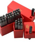Beefy Heavy Duty Steel Stamp Set 36 Piece Uppercase Letters And Numbers 1 Sixteenth Inch 1.5mm Hand Stamping Kit in red case