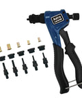 Beast Mode Hand Rivet Nut Kit For SAE And Metric Rivet Nuts With Alloy Steel Construction, Pistol Grip Setter, Seven And A Half Inch Reach, Includes M4 M5 M6 8 32 10 24 And 1 4 20 Rivet Nuts, Works On Steel And Stainless, Astro Pneumatic Tool 1443B