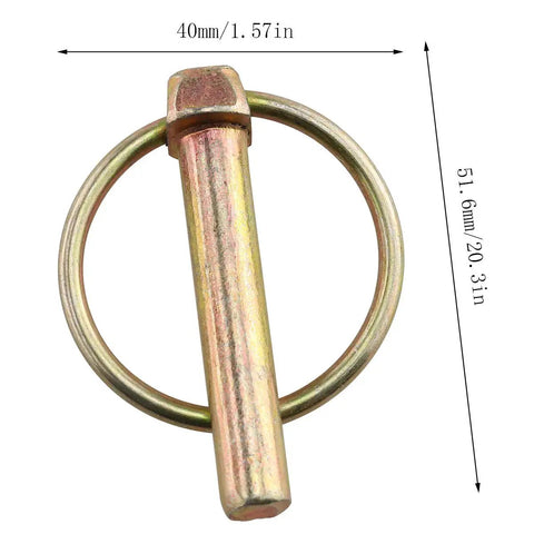 Beefy Four Pack 45mm Heavy Duty Linch Pin Locking Pin Kit M8 5 Sixteenth Inch For Farm Tractors Trailers Trucks Mowers Trolleys Carriages And Other Heavy Machinery Use, close-up view