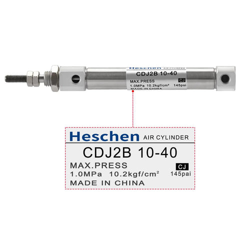 Slim Stainless Steel Air Pneumatic Cylinder CDJ2B 10 40 With M5 Port, 10mm Bore, 40mm Stroke, Double Acting Single Rod
