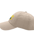 Side view of Lightweight Women Cap With Adjustable Buckle For All Seasons Ultra Comfortable Hat in beige with subtle pattern.