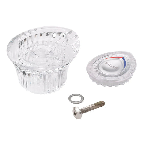 Chateau Acrylic Knob Handle Replacement Kit For Single-Handle Tub And Shower Clear Finish with cap and hardware shown