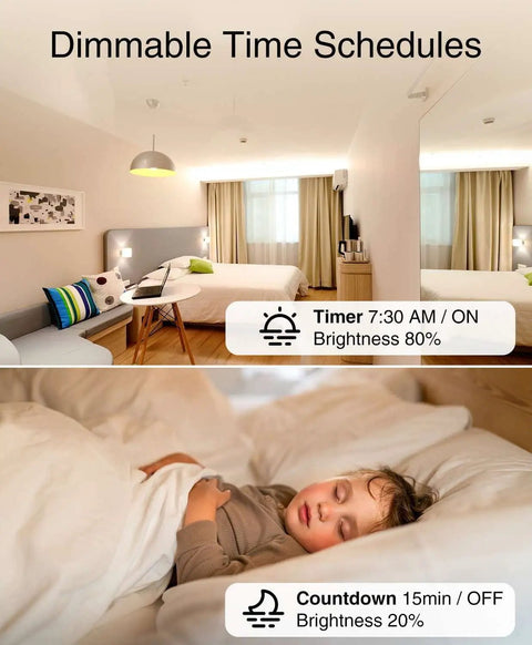 Smart Dimmer Switch That Works With Alexa And Google Home For Single Pole 2.4GHz WiFi Dimming Of LED And CFL Bulbs in bedroom