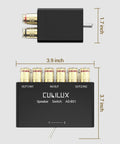 Dimensions of 2-Way Speaker Selector Switch Box For A B Amplifier Setup With Banana Plugs, Bidirectional 1-In-2-Out And 2-In-1-Out