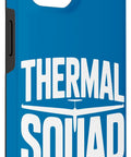Glider Pilot iPhone 14 Case For Sailplane Team Thermal Soaring Club Members Durable Protective Cover, blue with 'Thermal Squad' text