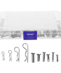 100 Pcs Cotter Pin Assortment Kit With High Precision Machined Carbon Steel B Type Wave Pins And R Clips For Heavy Duty Trailer Hitch Locking And Automotive in storage case