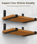 Built Like A Tank L Shape Wall Mount Shelf Brackets, 4 Pack, 8.1 By 5.9 Inch Black Corner Hardware holding wooden shelves.