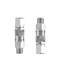 One Quarter Inch Swivel Joint For Spray Gun Hose 360 Degree Rotation Heavy Duty Rock Solid Stainless Steel 304 Construction Built To Last Corrosion Resistant For Airless Paint Sprayers And High Pressure Hoses, two views
