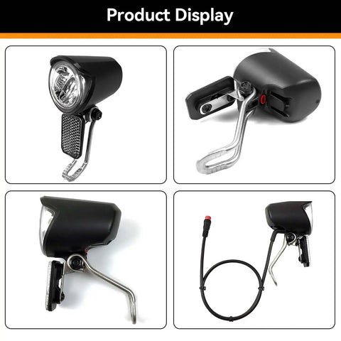 Ultra Bright Led Bike Front Light For Night Riding 12 Volt To 60 Volt Compatible Waterproof 2 Pin Connector Road And Mountain Bikes Front Light High Power Headlamp With 15 Inch Cable Durable Easy To Mount multiple angles and components