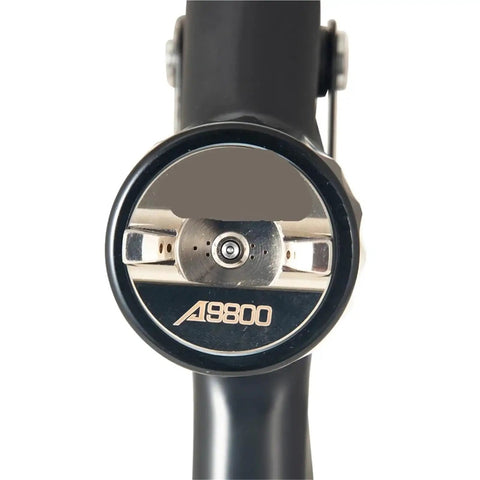 Close-up of the nozzle and gauge of Pro Setup 1.3Mm Pneumatic Spray Gun For Rolling Out Dope Automotive Topcoats.