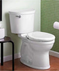 High Efficiency Toilet Water Tank With Power Wash Rim 1.28 GPF White Meets Water Sense EZ Install Tools Color Matched Bowl Caps Ever Clean Surface Champion Flushing System in bathroom setting