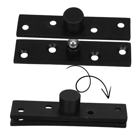 No Nonsense 360 Degree Hidden Door Hinge Heavy Duty Stainless Steel Invisible Pivot for Secret Doors, black hardware close-up view