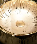 USZWBY European Style Golden Vessel Vanity Sink Above Counter Basin showcasing a shiny gold interior and drainage hole.